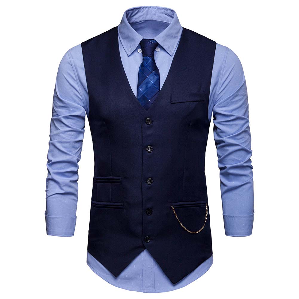 Slim Fit Casual Fashion Vest Navy