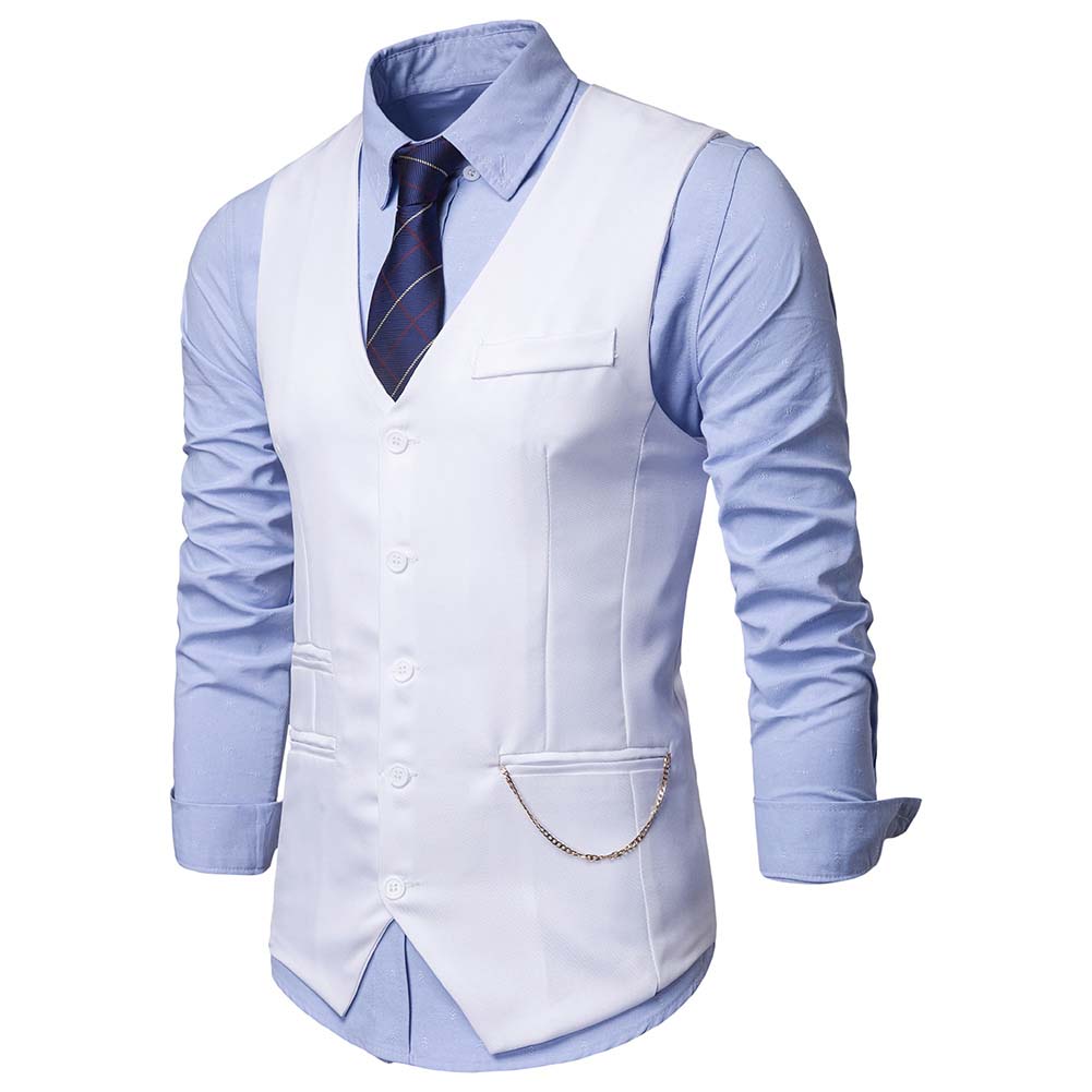 Slim Fit Casual Fashion Vest White