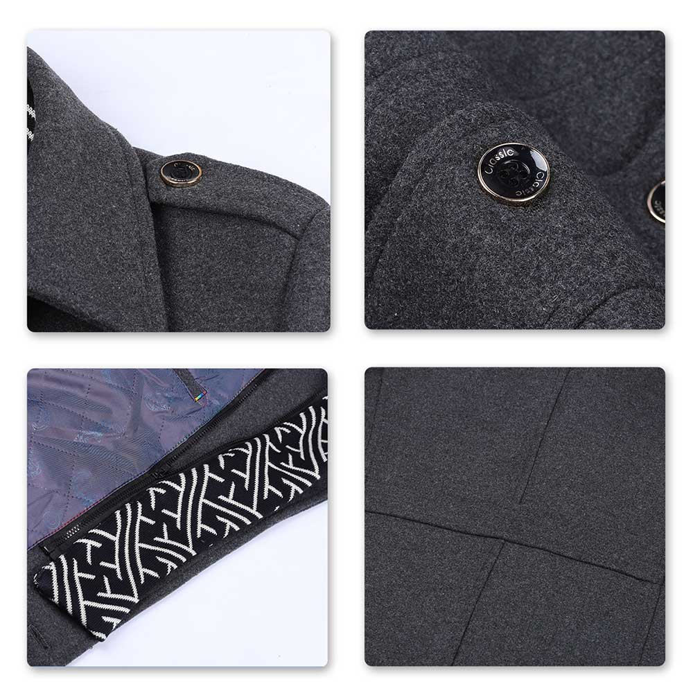 Slim Fit Casual Soild Grey Overcoat With Removable Scarf