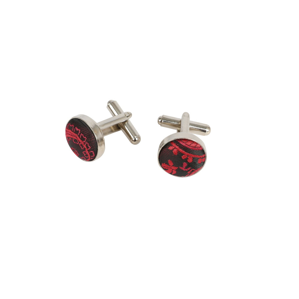 Printed Floral Tie Neckties Set with Handkerchief Cufflinks