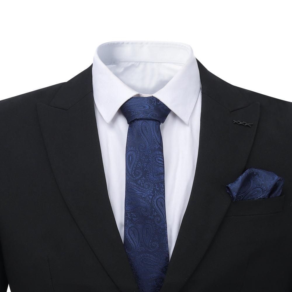 Printed Floral Tie Neckties Set with Handkerchief Cufflinks