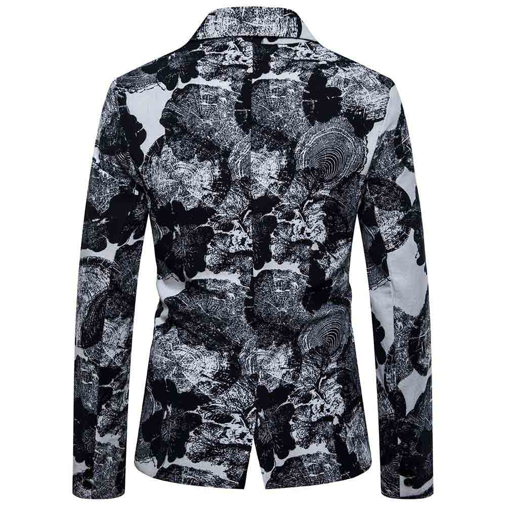 Mens Suit Jacket Floral Printed Casual Blazer Coat