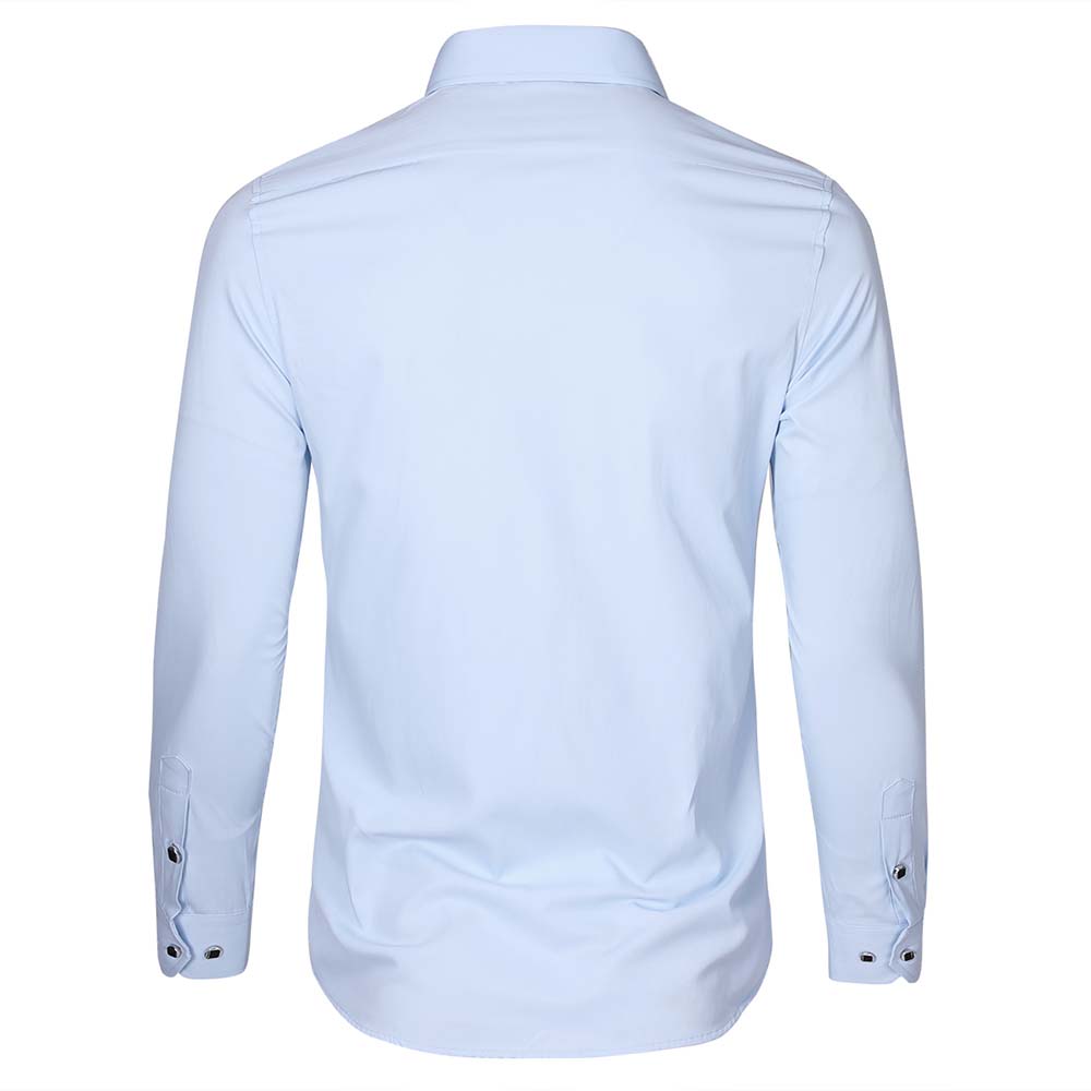 Men's Solid Long Sleeve Casual Formal Shirt Light Blue