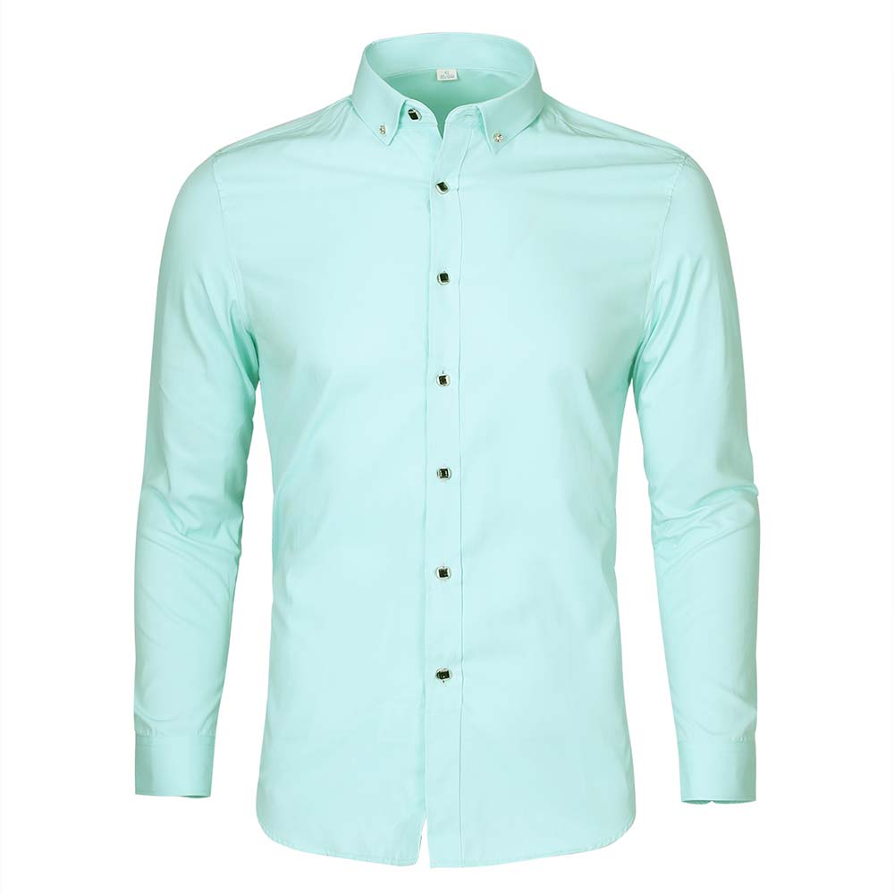 Men's Solid Long Sleeve Casual Formal Shirt Light Green