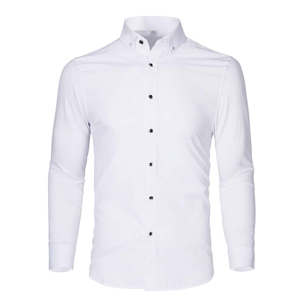 Men's Solid Long Sleeve Casual Formal Shirt White