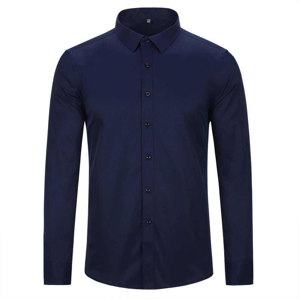 Slim Fit Turn-Down Collar Dark Blue Shirt