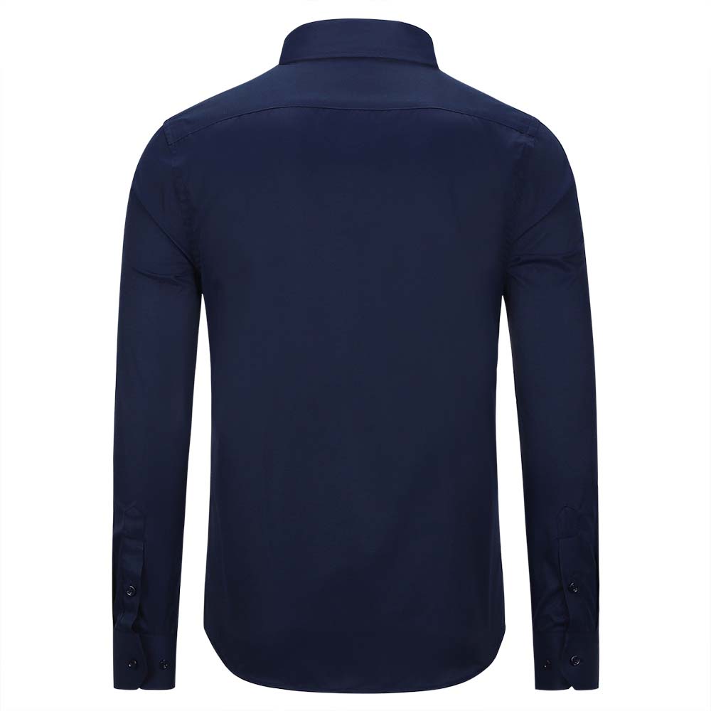 Slim Fit Turn-Down Collar Dark Blue Shirt