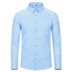 Slim Fit Turn-Down Collar Light Blue Shirt