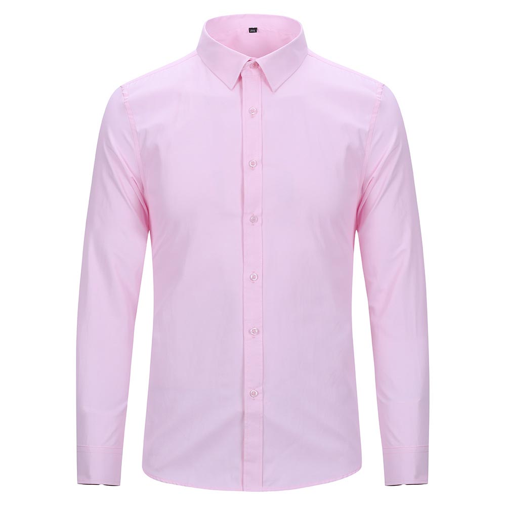 Slim Fit Turn-Down Collar Pink Shirt