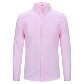 Slim Fit Turn-Down Collar Pink Shirt