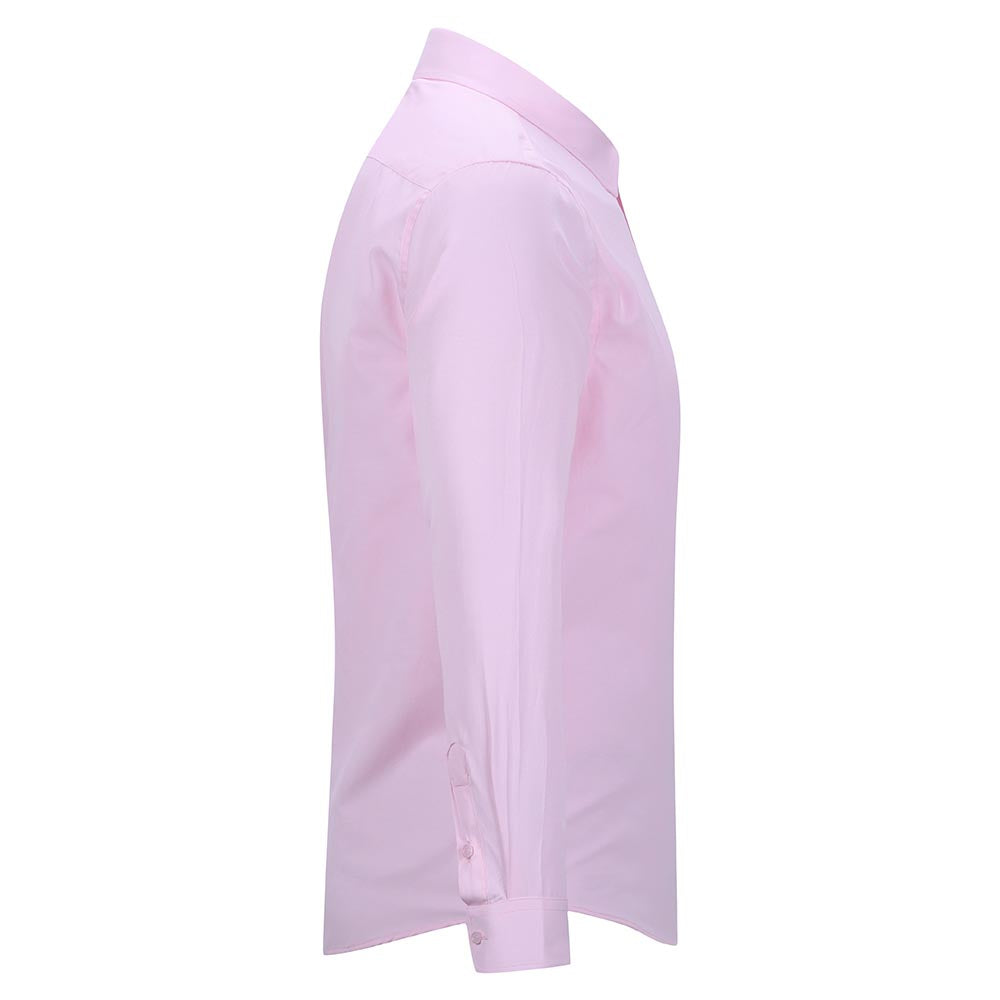 Slim Fit Turn-Down Collar Pink Shirt