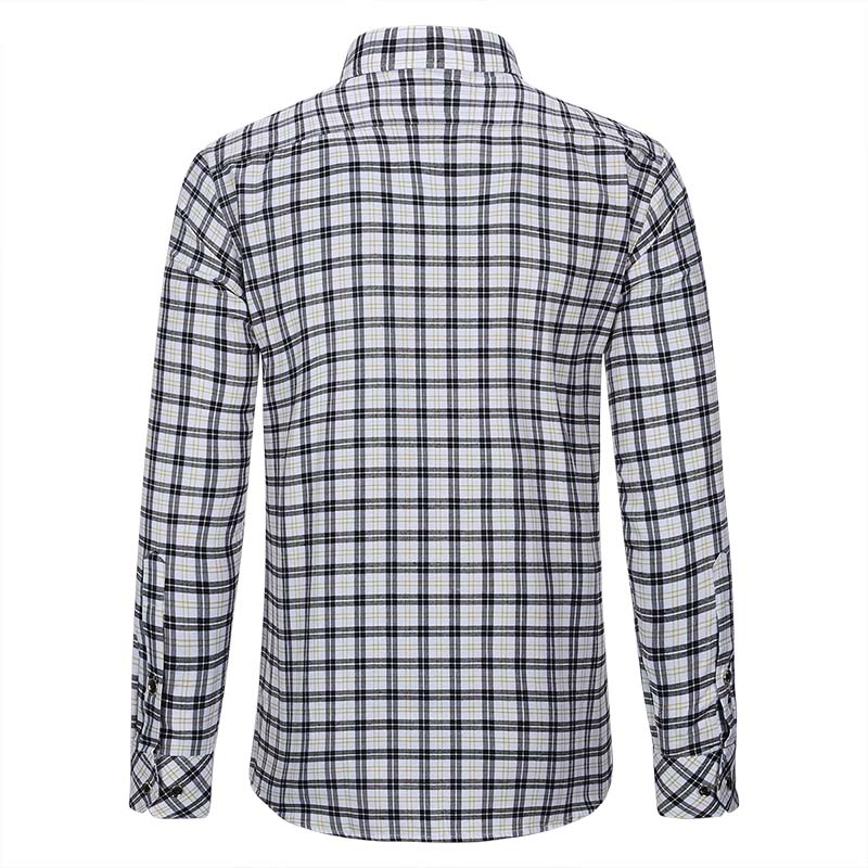 Men's Regular Fit Striped and Plaid Casual Cotton Shirt