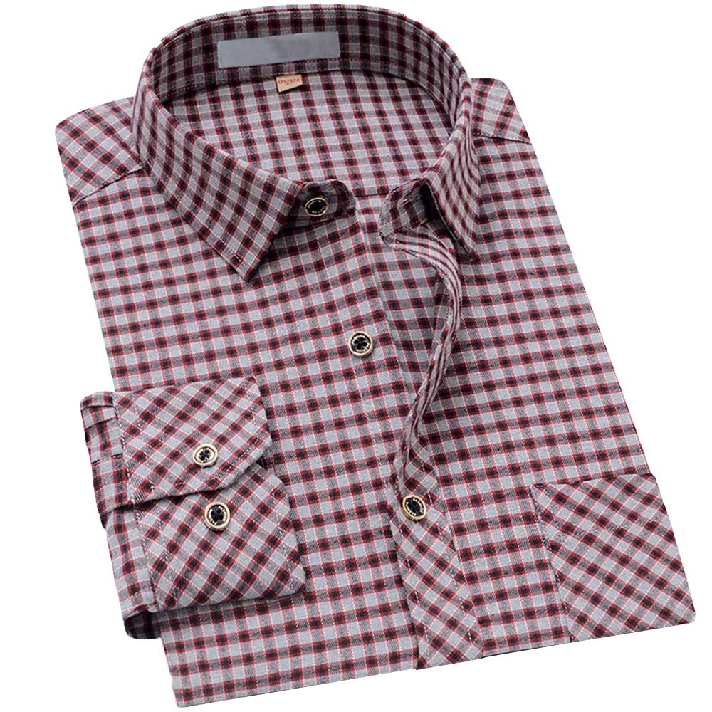 Men's Regular Fit Striped and Plaid Casual Cotton Shirt