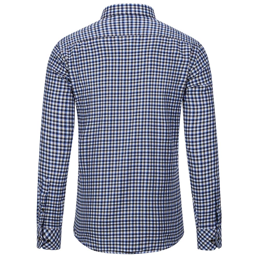 Men's Regular Fit Striped and Plaid Casual Cotton Shirt