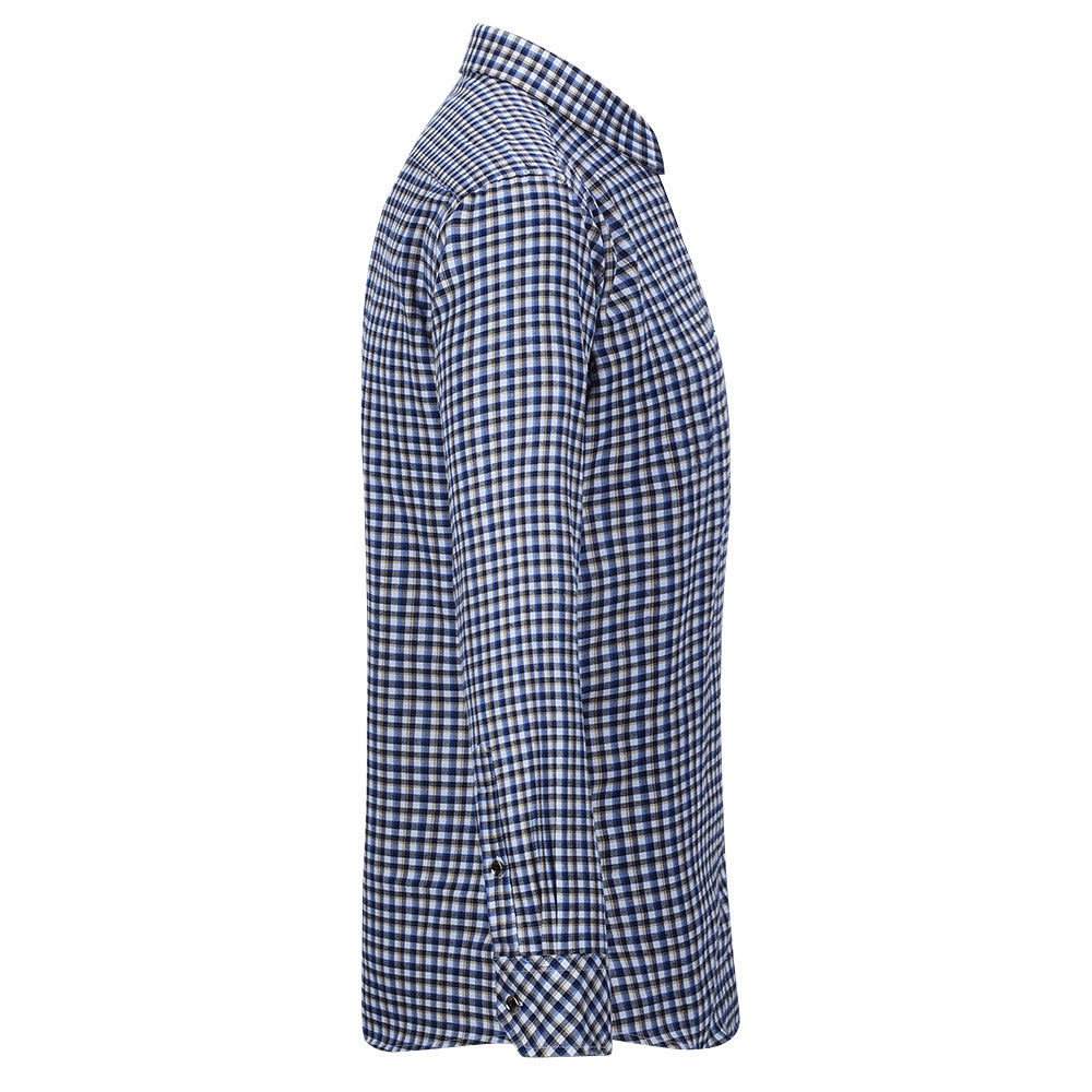 Men's Regular Fit Striped and Plaid Casual Cotton Shirt