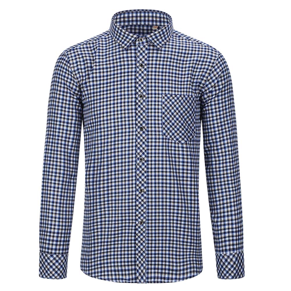 Men's Regular Fit Striped and Plaid Casual Cotton Shirt