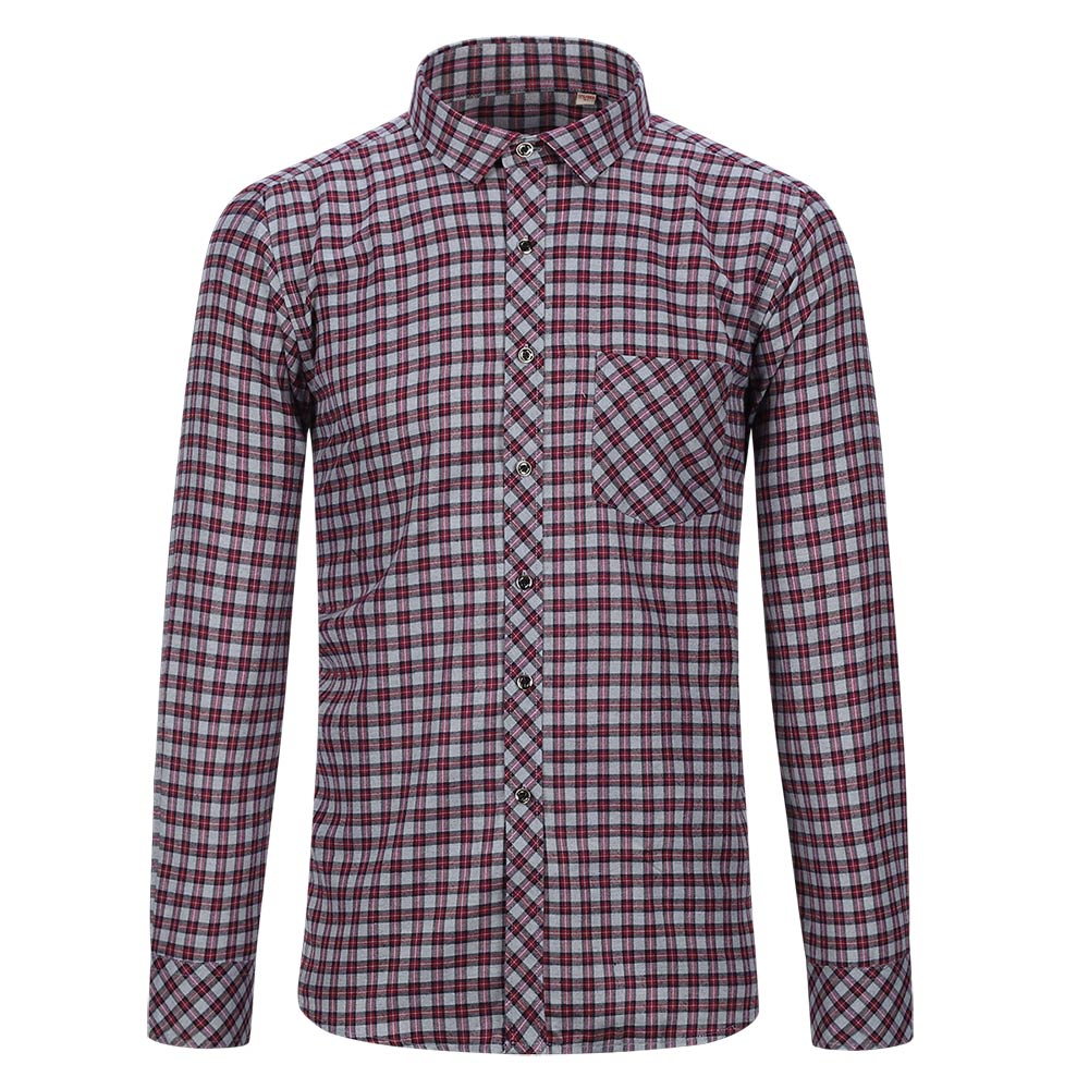 Men's Regular Fit Striped and Plaid Casual Cotton Shirt