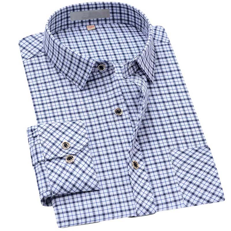 Men's Regular Fit Striped and Plaid Casual Cotton Shirt