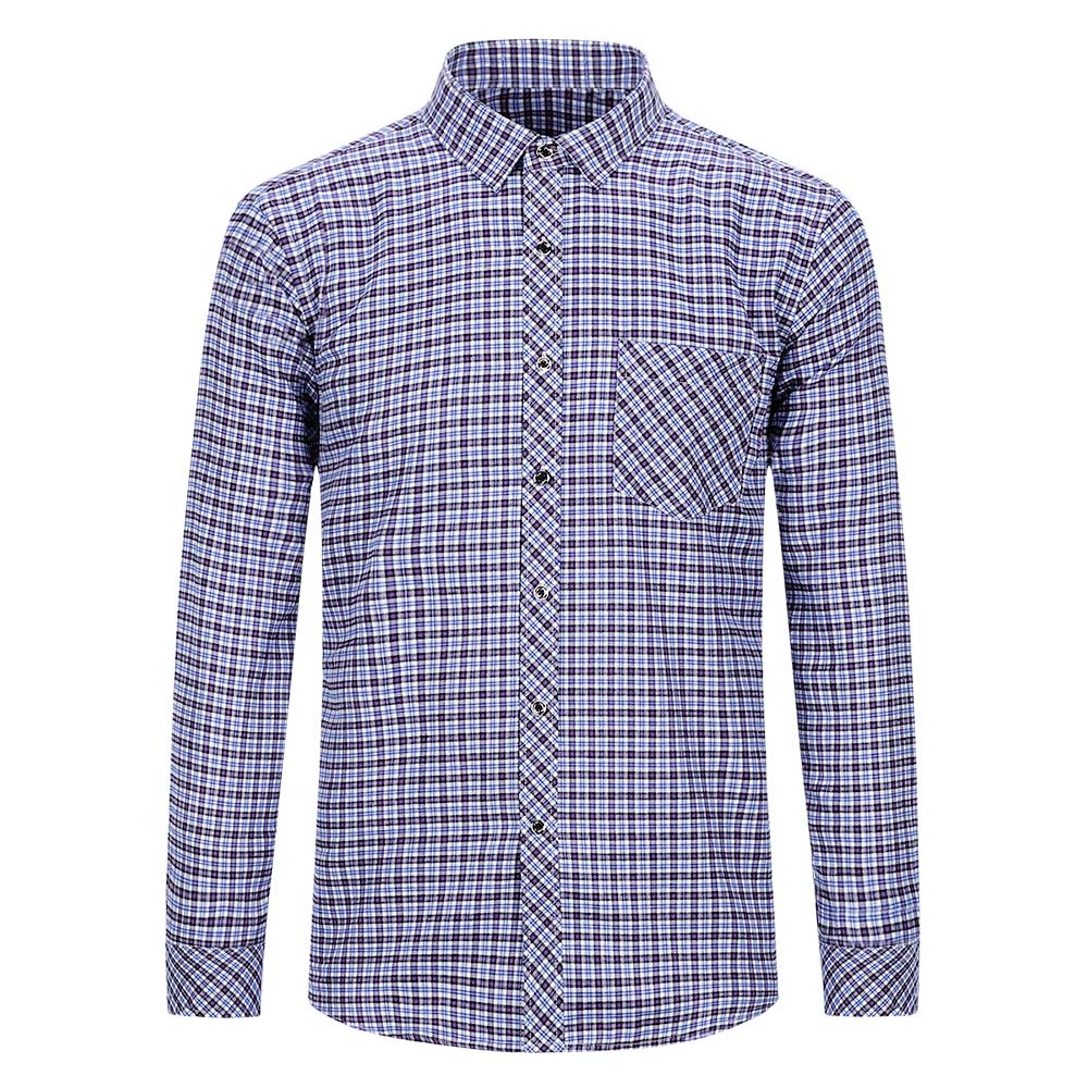 Men's Regular Fit Striped and Plaid Casual Cotton Shirt