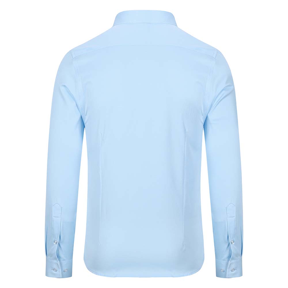 Men's Dress Shirt Solid Slim Fit Bamboo Fiber Casual Formal Shirt Light Blue