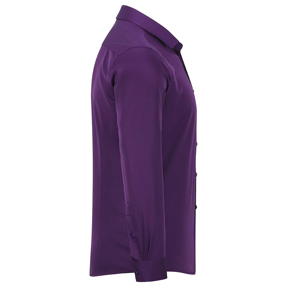 Men's Dress Shirt Solid Slim Fit Bamboo Fiber Casual Formal Shirt Purple