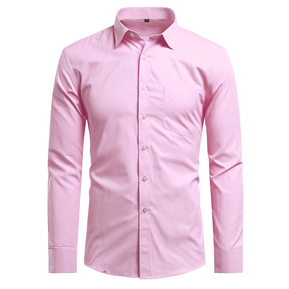 Men's Solid Pink Business | Formal | Casual Lapel Shirt