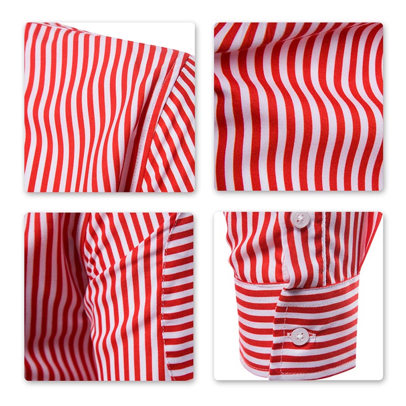 Regular Fit Stripe Casual Shirt Red
