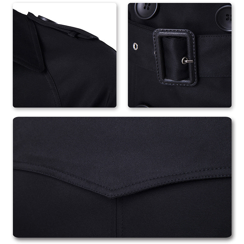 Slim Fit Belted Trench Coat Black