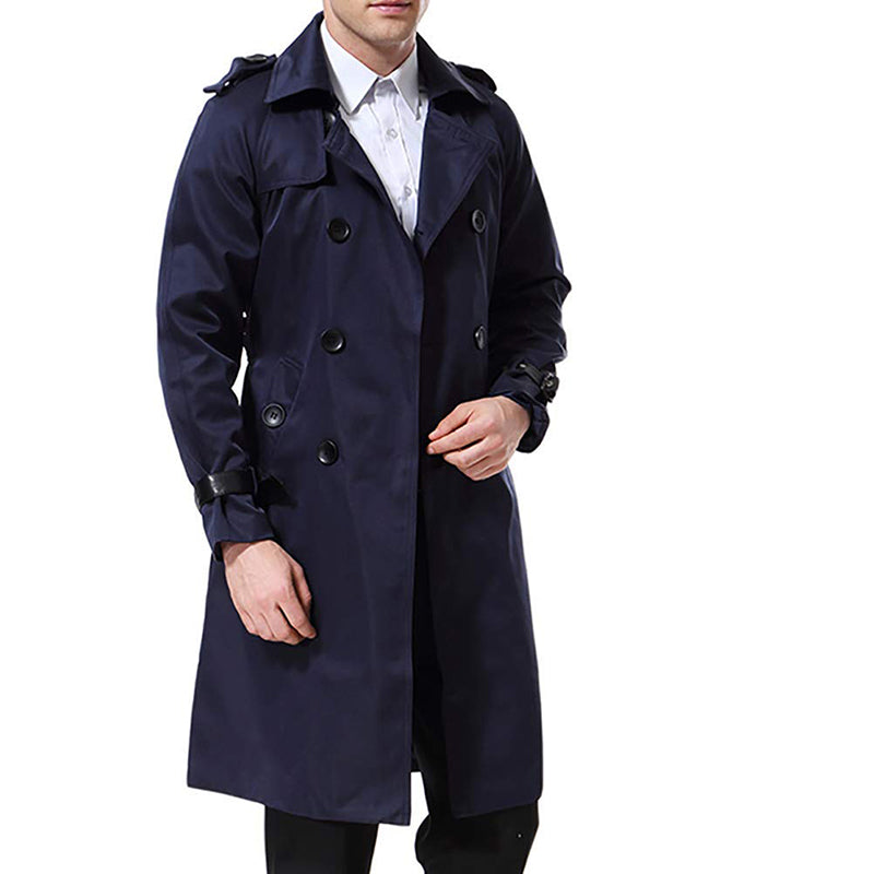 Slim Fit Belted Trench Coat Navy