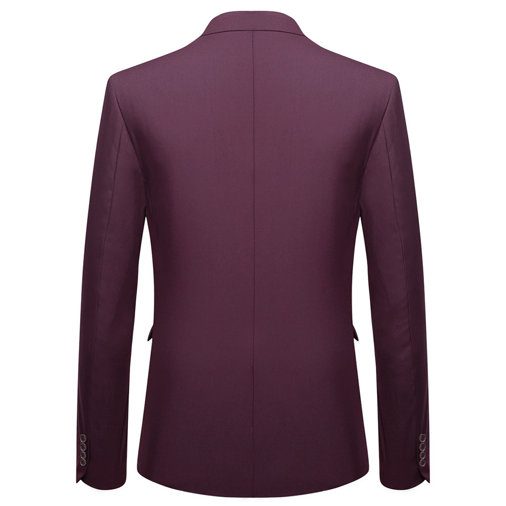 3-Piece Notched Lapel Casual Suit DrakRed