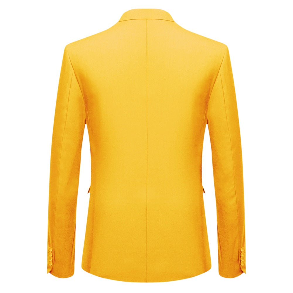 3-Piece One Button Formal Suit Yellow Suit