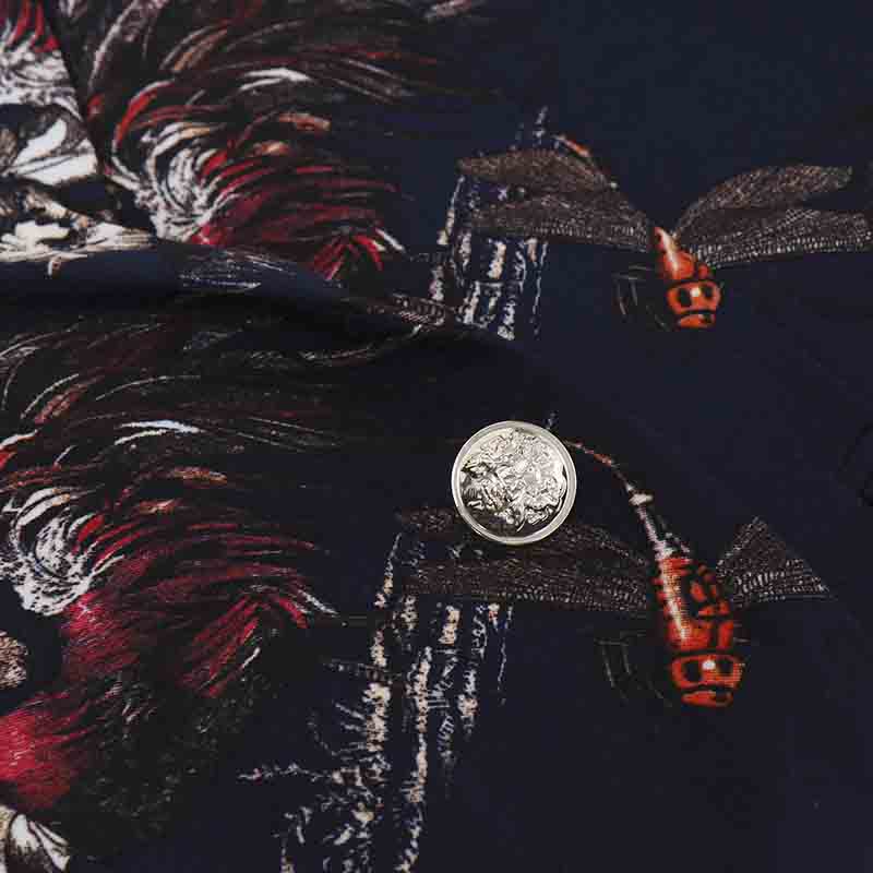 Slim Fit Floral Print Casual Navy Blazer
