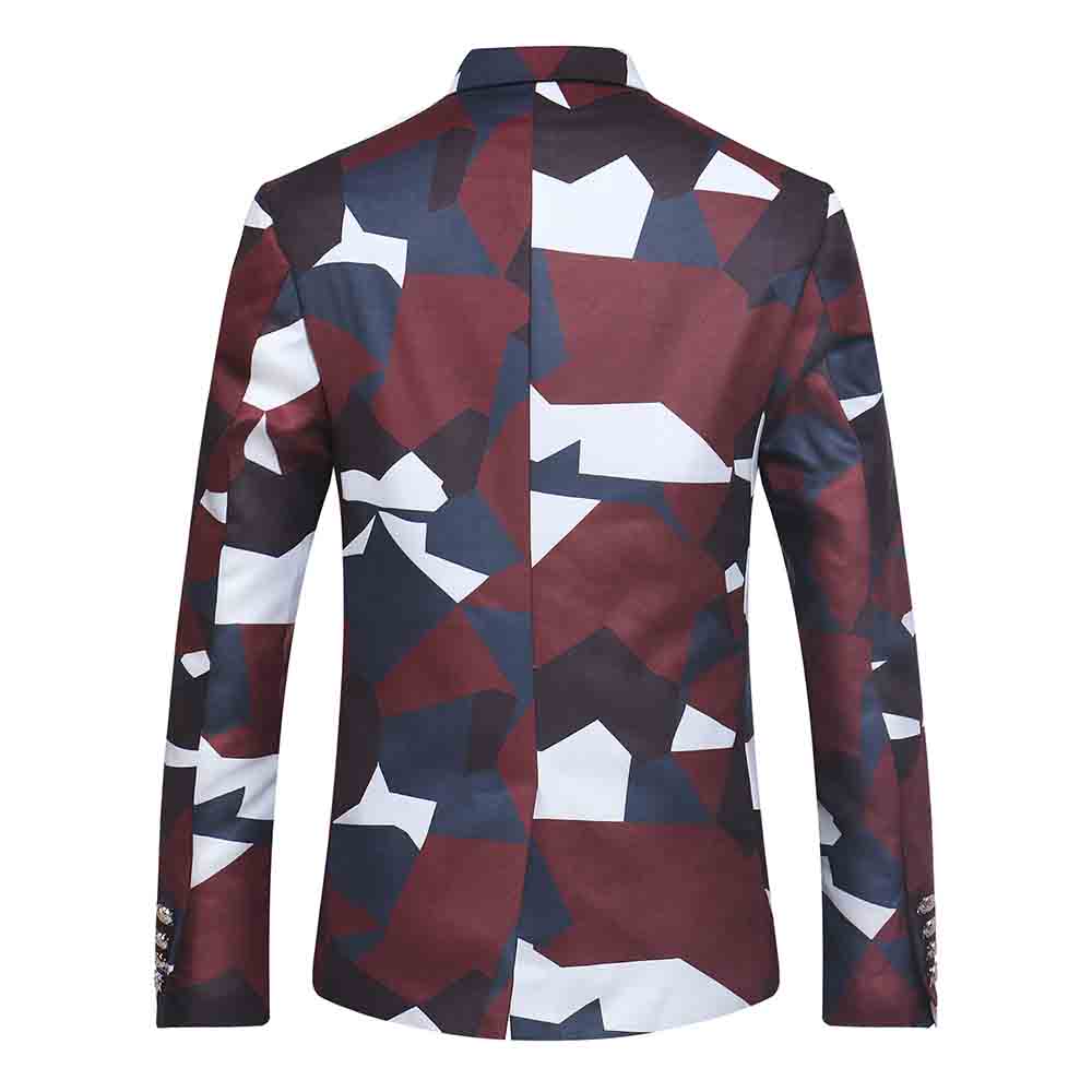 Slim Fit Floral Print Casual Black Blazer