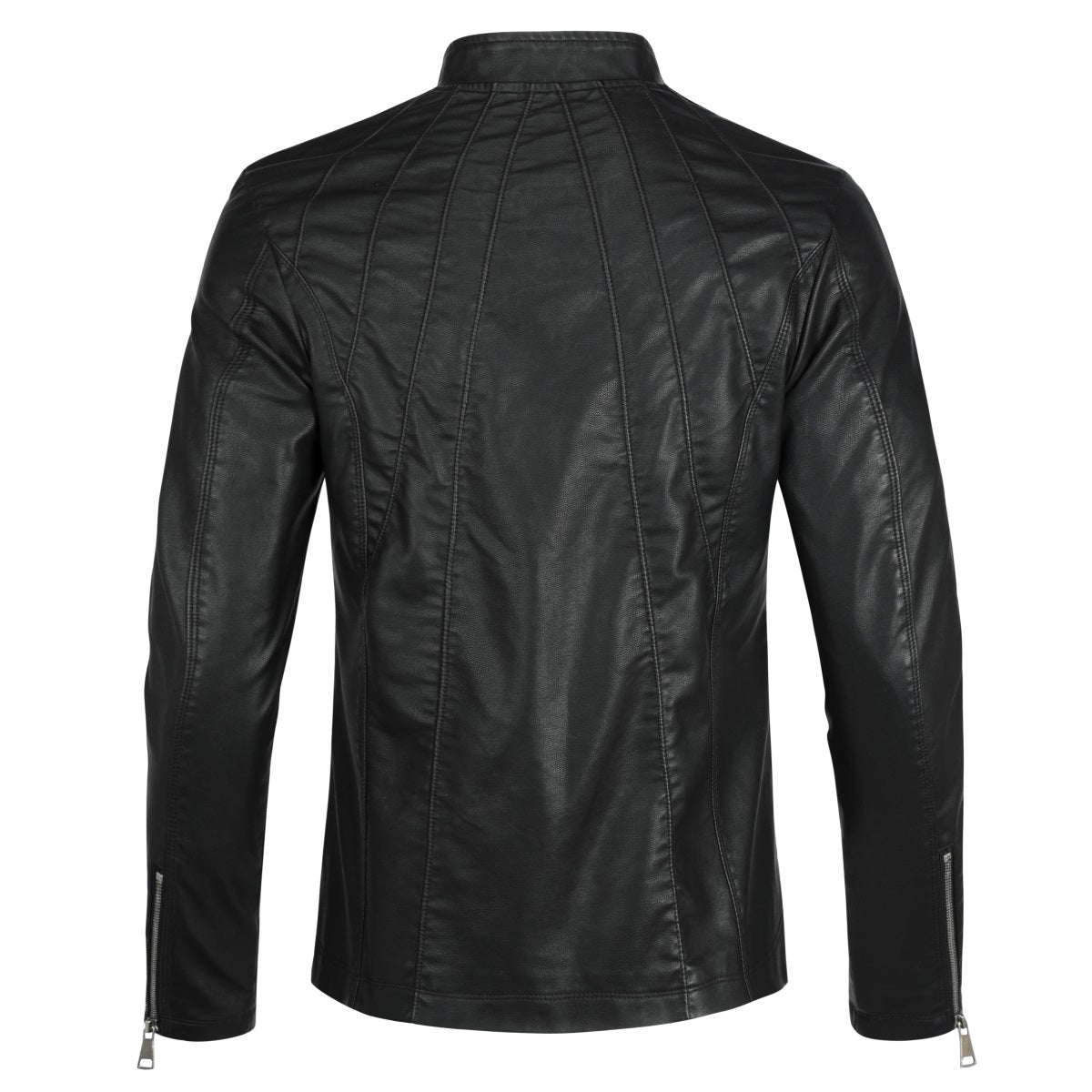 Men's Vintage Faux Leather Jacket Zip Up Motorcycle Bomber Outwear Black