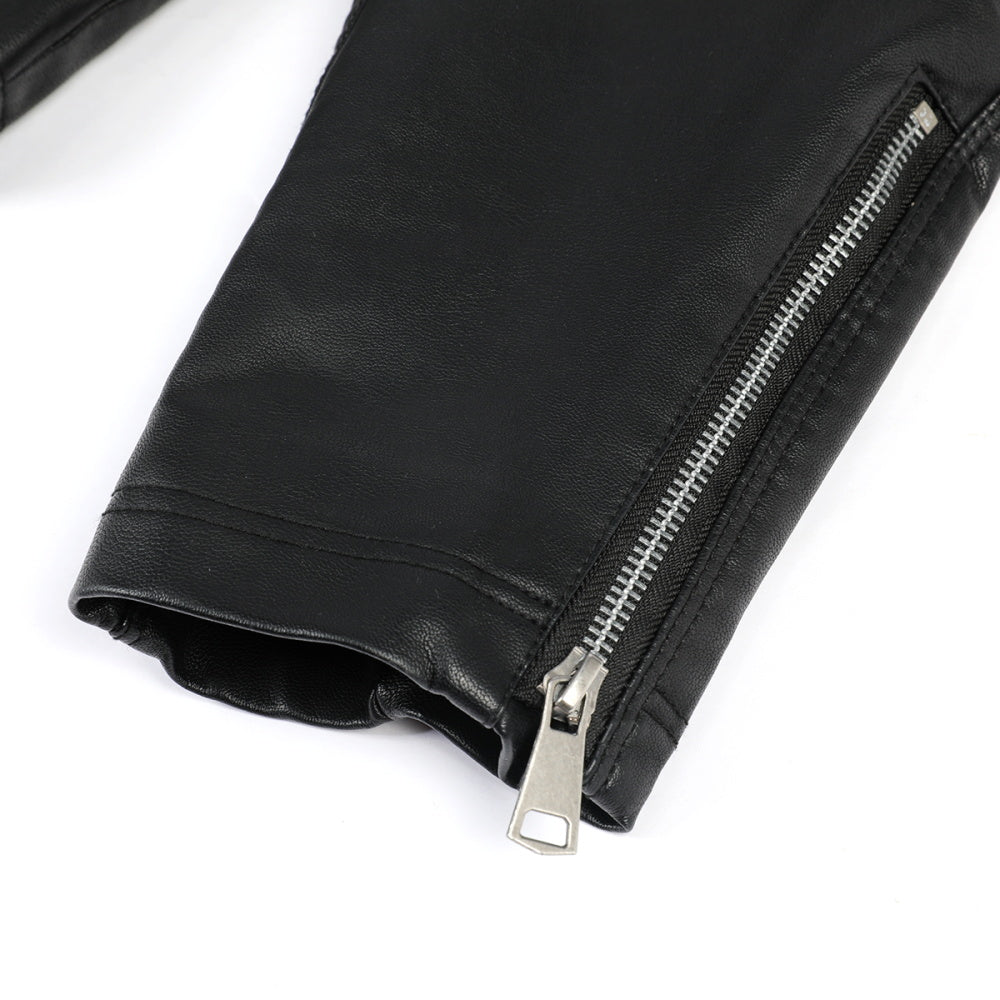 Men's Vintage Faux Leather Jacket Zip Up Motorcycle Bomber Outwear Black