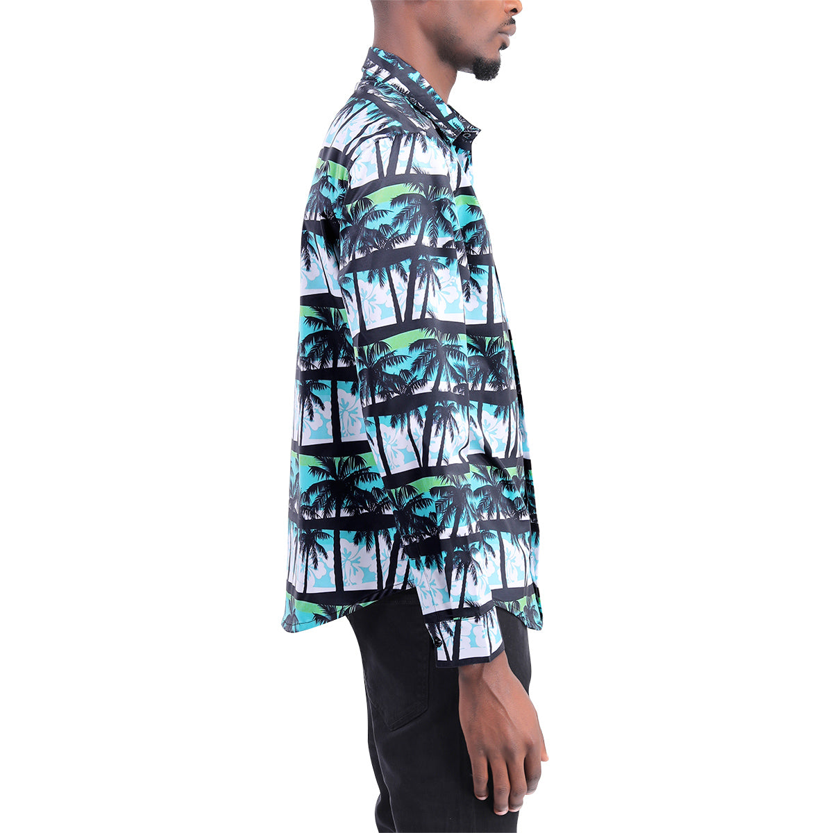 Coconut tree Pattern Print Shirt Regular Fit Long Sleeve Casual Shirt For Men
