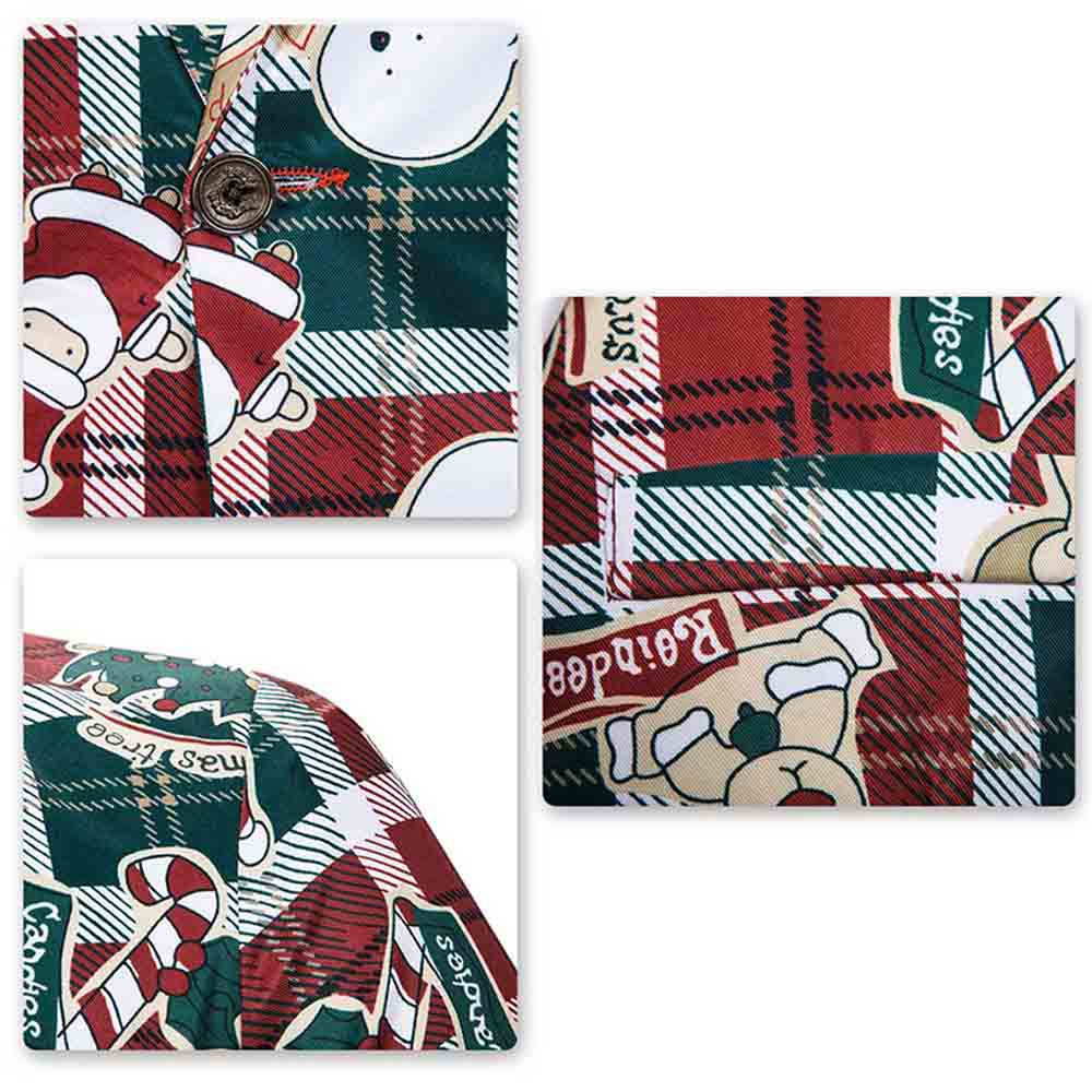Mens Christmas Jacket Cartoon Plaid Printed Slim Fit Dinner Blazer Red