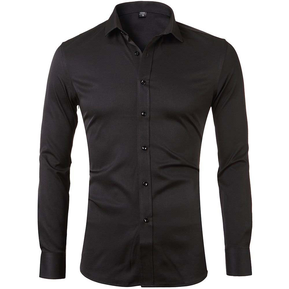Men's Solid Slim Fit Bamboo Fiber Casual Formal Shirt