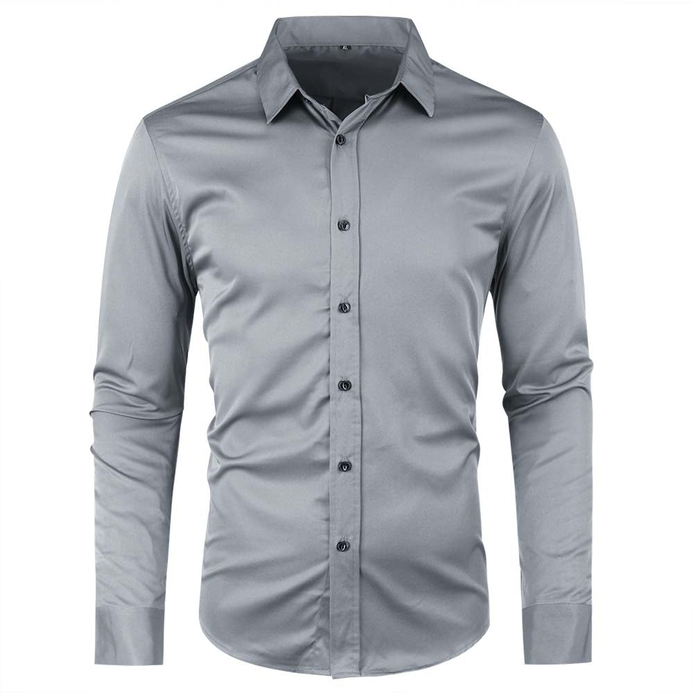 Men's Solid Slim Fit Bamboo Fiber Casual Formal Shirt