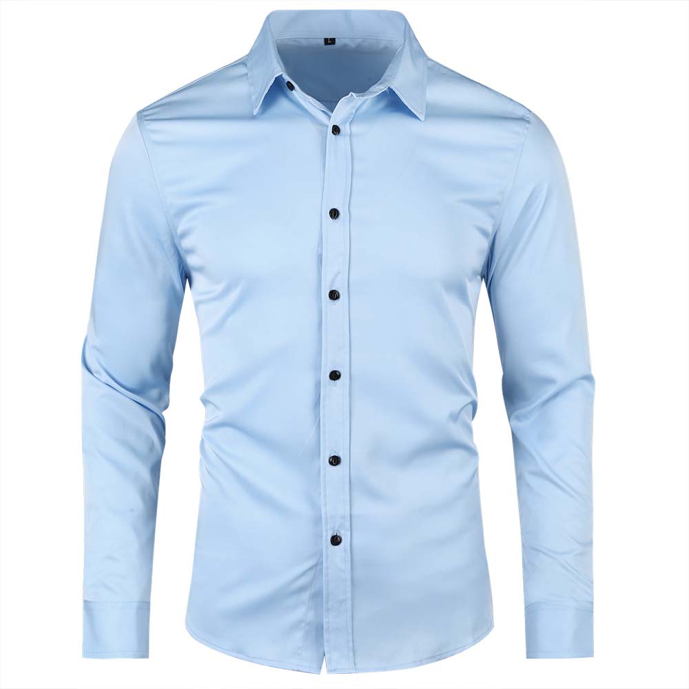Men's Solid Slim Fit Bamboo Fiber Casual Formal Shirt