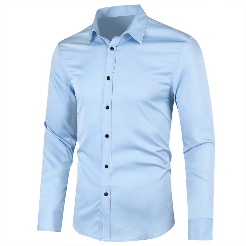 Men's Solid Slim Fit Bamboo Fiber Casual Formal Shirt