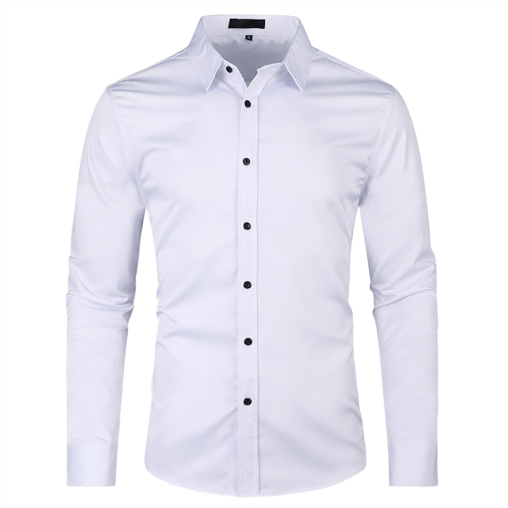 Men's Solid Slim Fit Bamboo Fiber Casual Formal Shirt