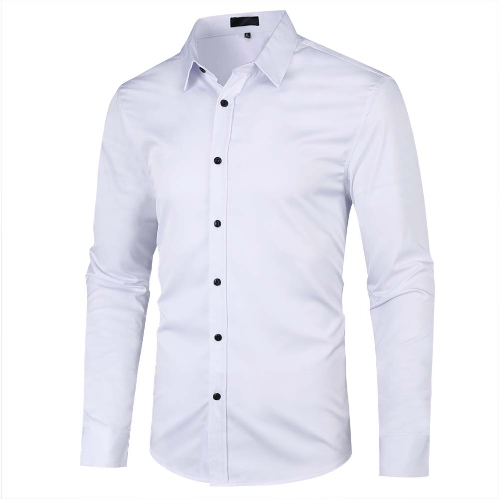 Men's Solid Slim Fit Bamboo Fiber Casual Formal Shirt