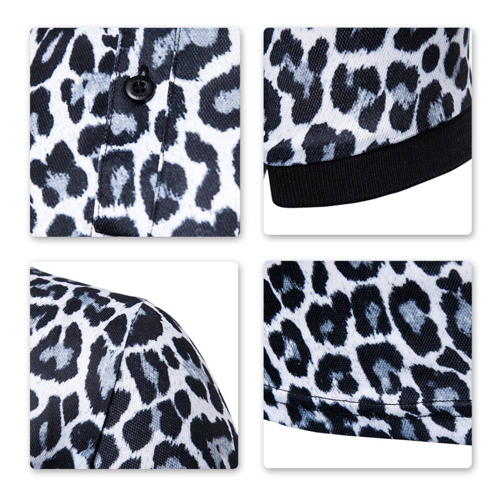 Slim Fit Leopard Polo Shirt Black