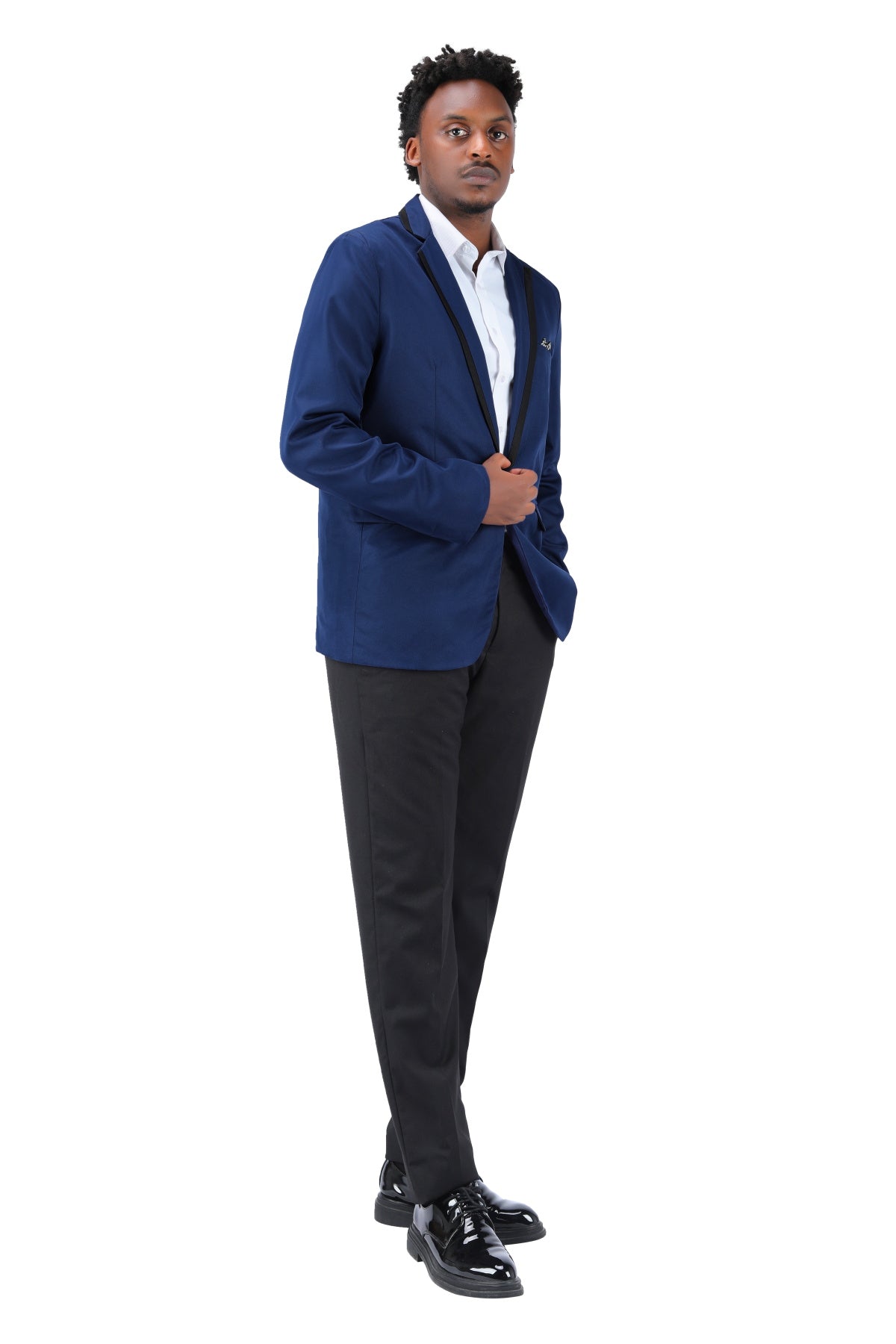 Men's One Button Solid Color Casual Blazer Navy