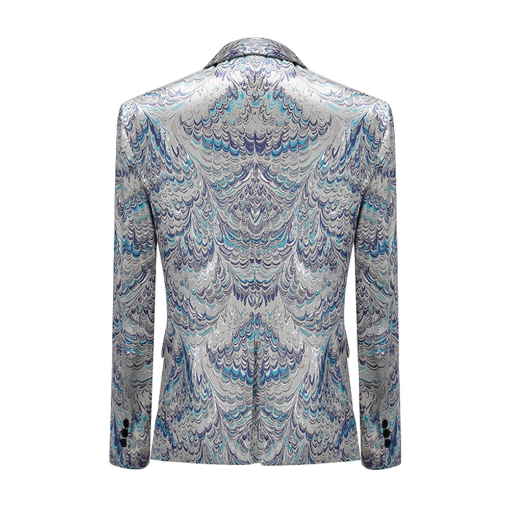 Peacock Print Blazer Slim Fit One Button Blazer