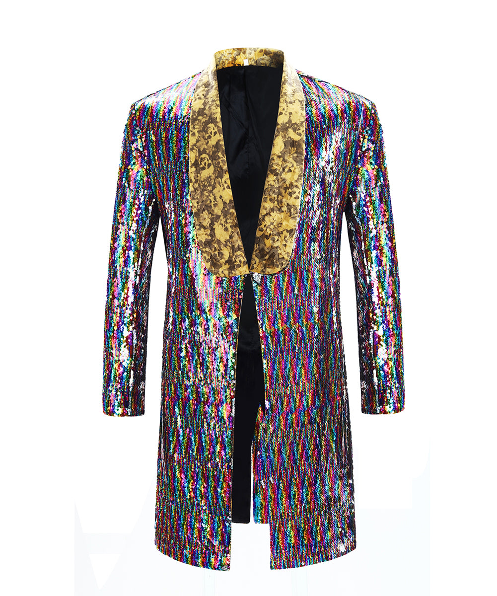 Slim Fit Motley Shiny Sequin Coat 2 Styles