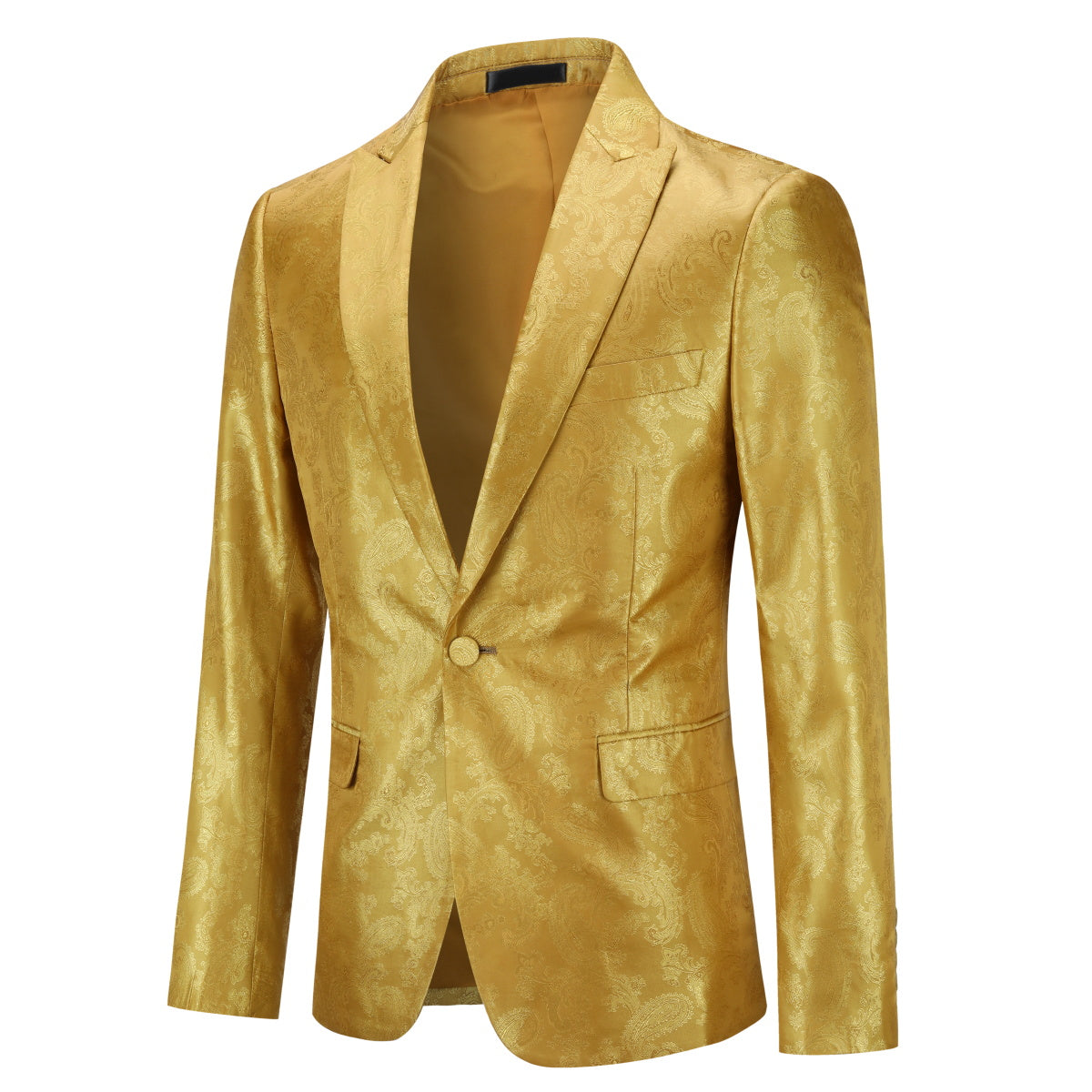 Men's Palace Dark Pattern One Button Blazer Yellow