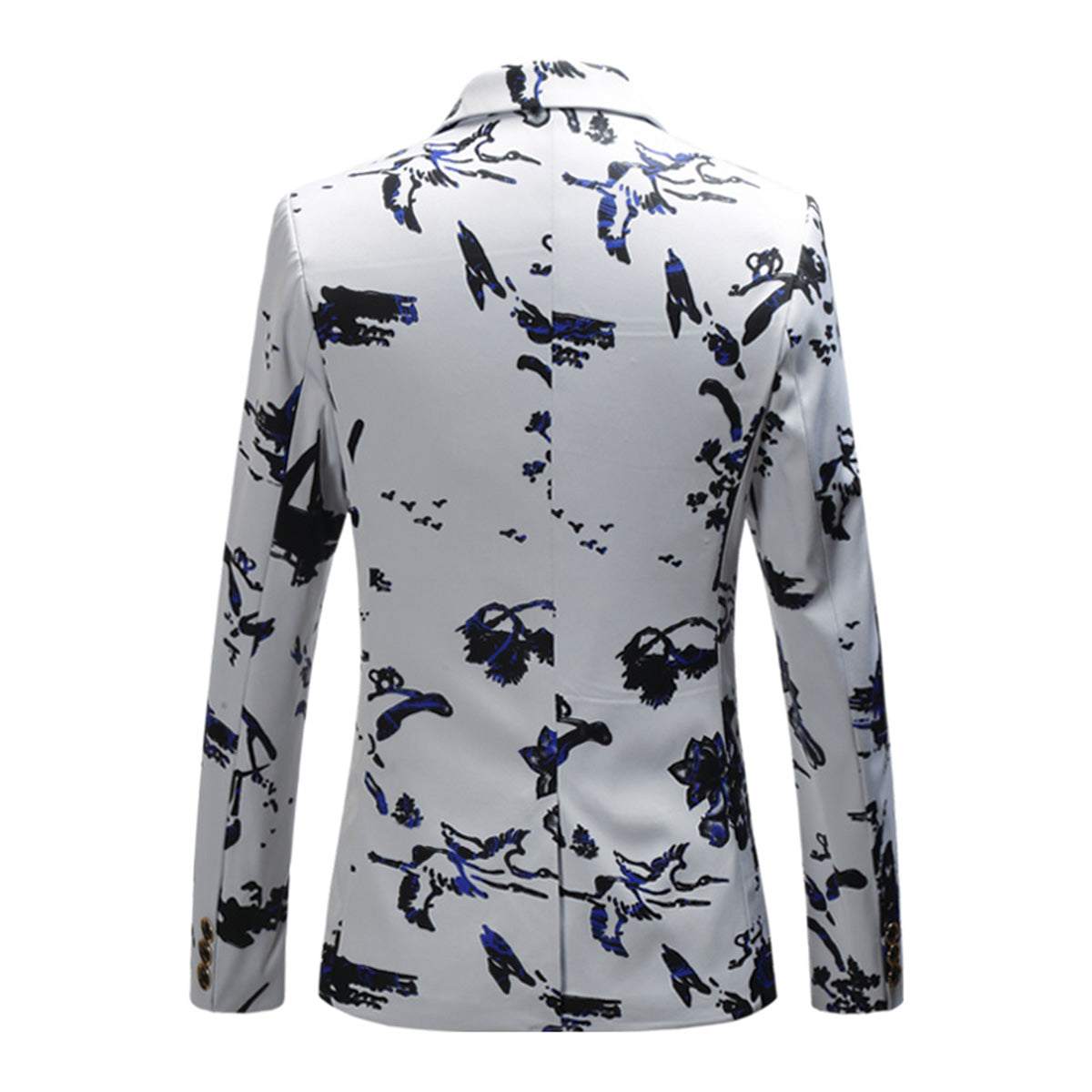 Men's Printed Single Breasted Slim Fit Blazer White