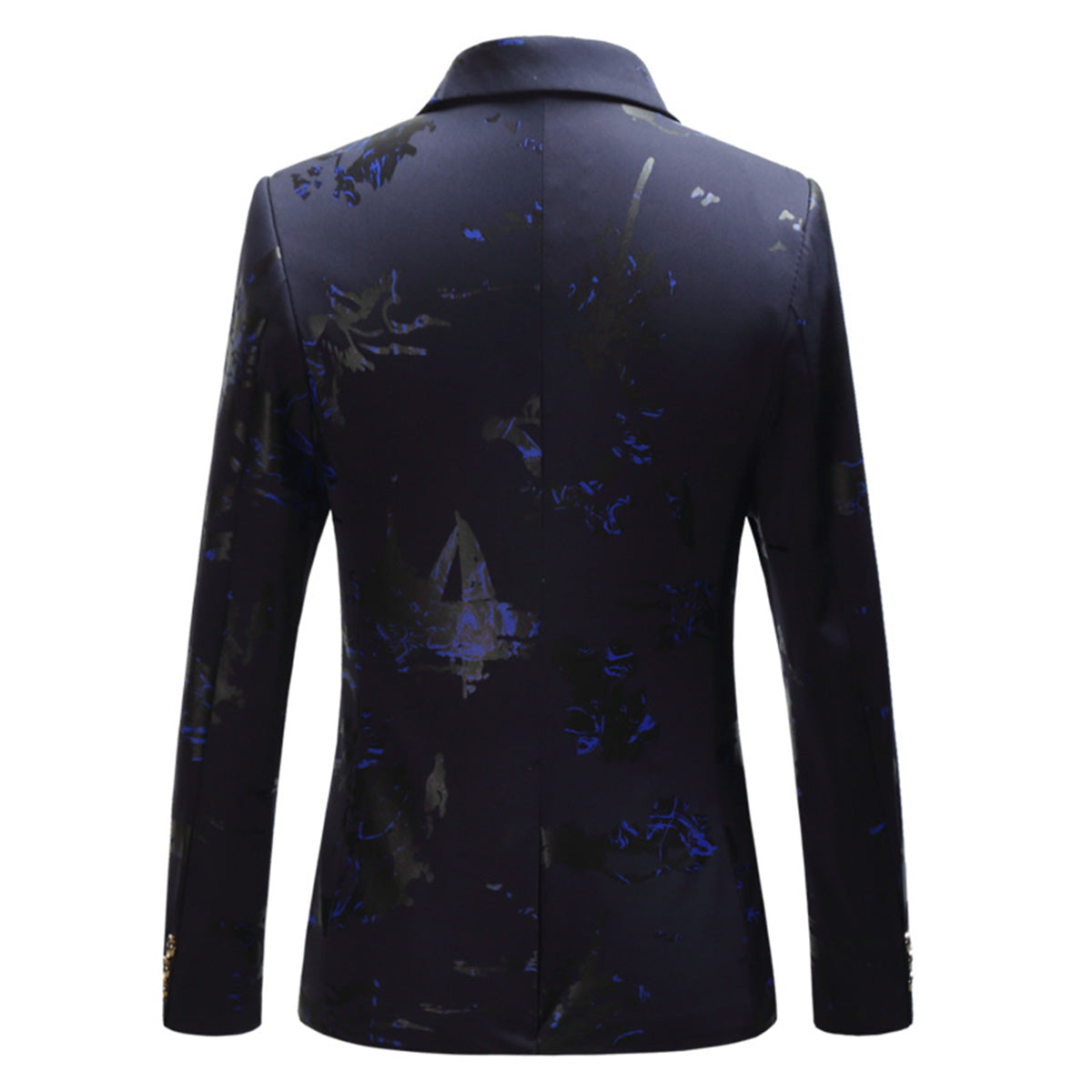 Men's Printed Single Breasted Slim Fit Blazer Navy